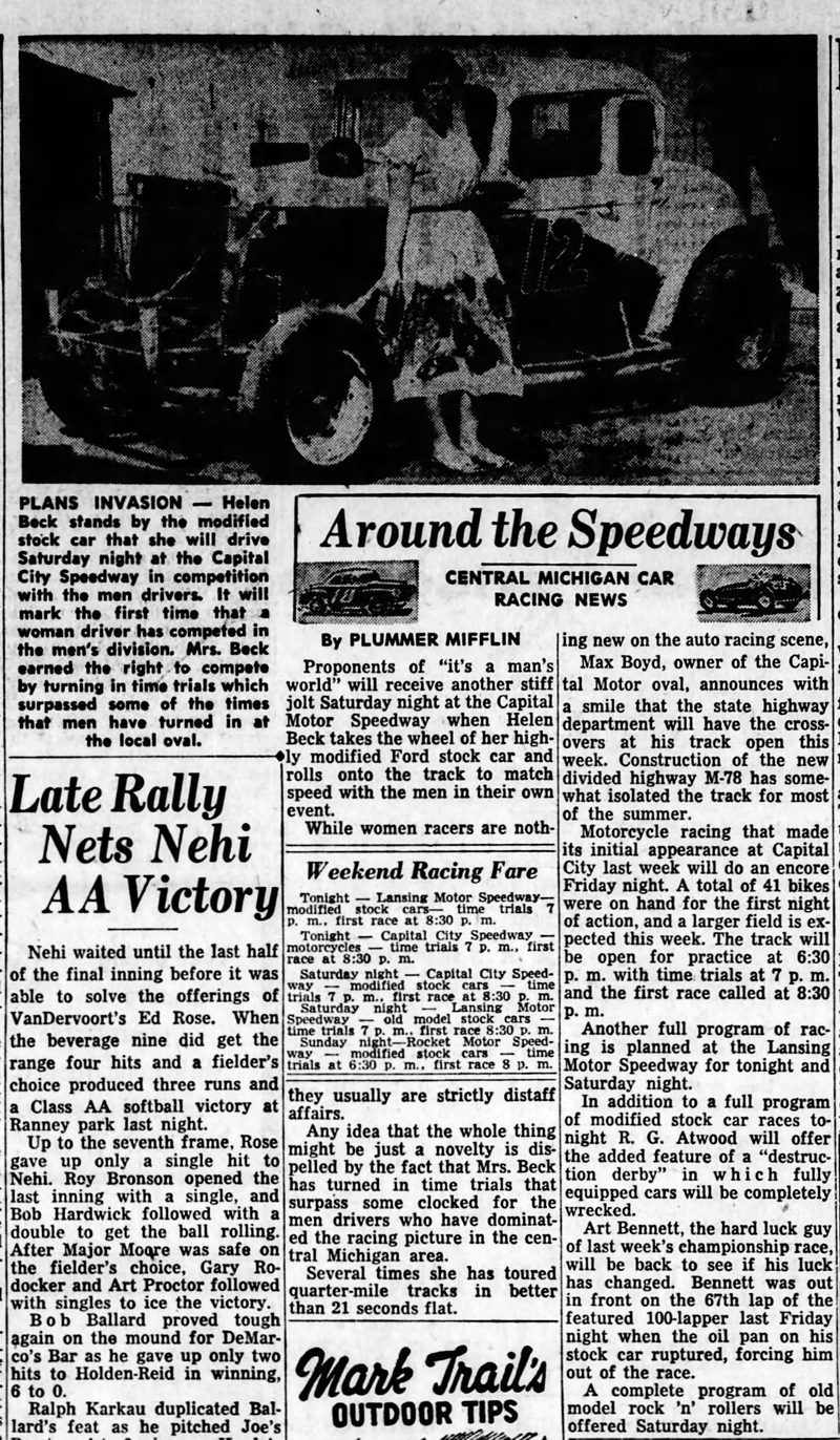 Capital City Speedway - 1957 Article On Speedway